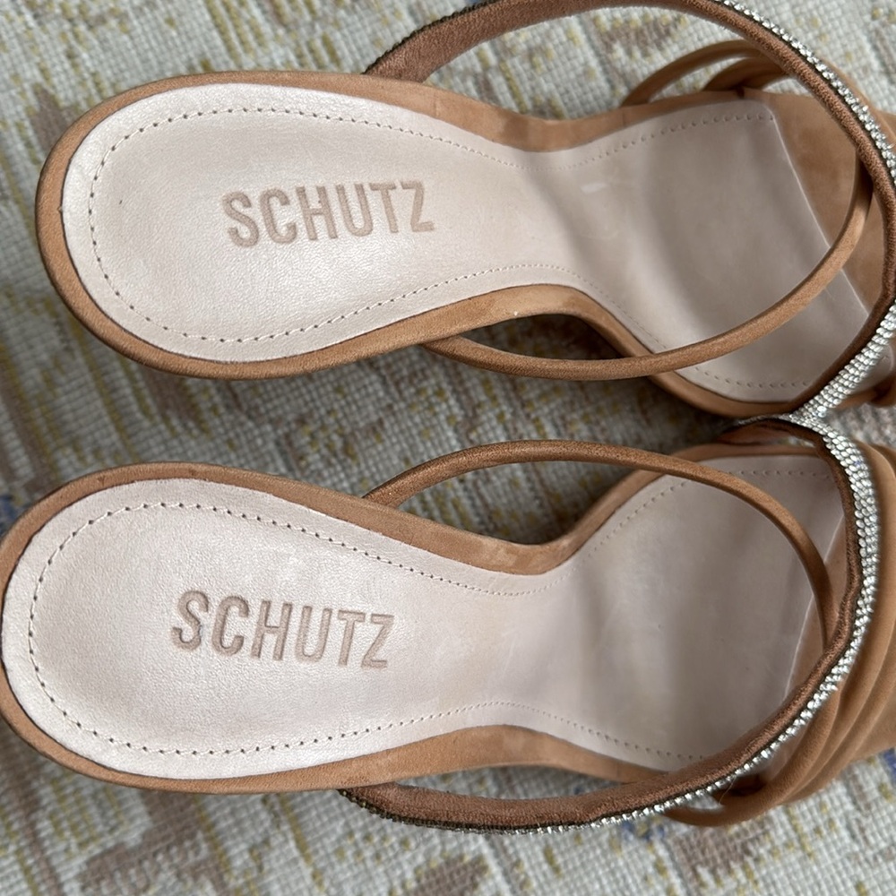 SCHUTZ Armina Slide Sandal In Honey Beige Size 10 - Picture 8 of 15